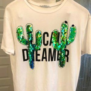 Zara sequined cactus 🌵 tshirt size: L